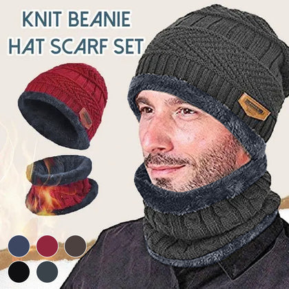 Knit Beanie Hat Scarf Set